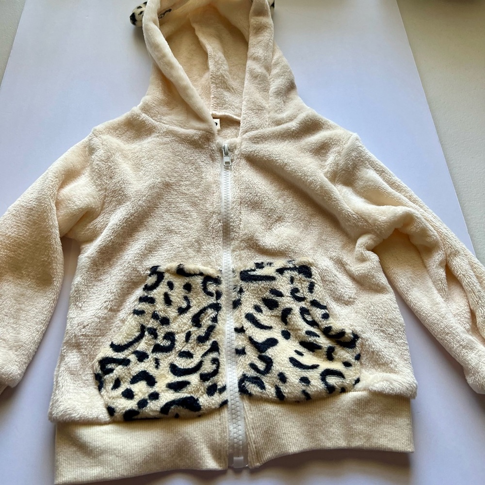 NWOT Kids Hoodie with Animal Print Pockets, little ears on the hood.  18 months.
